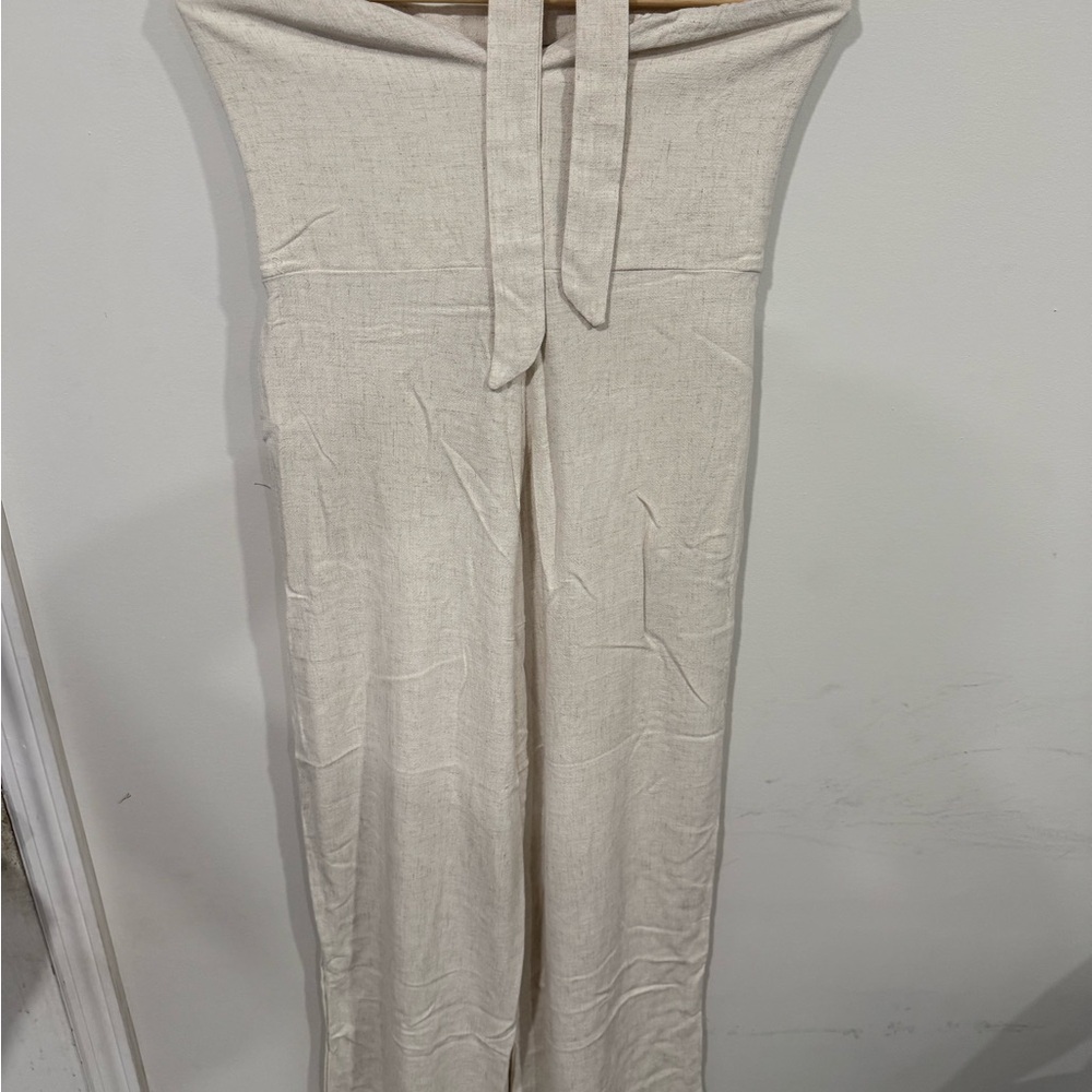 PrettyLittleThing Cream Wide Leg Jumpsuit